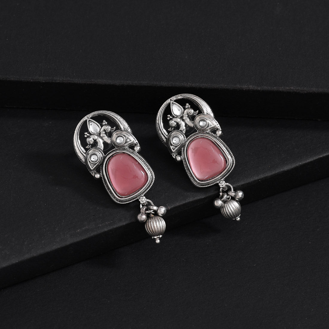 Dark Peach Color Oxidised Earrings (GSE3081DPCH)