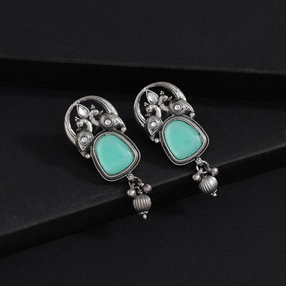 Light Green Color Oxidised Earrings (GSE3081LGRN)