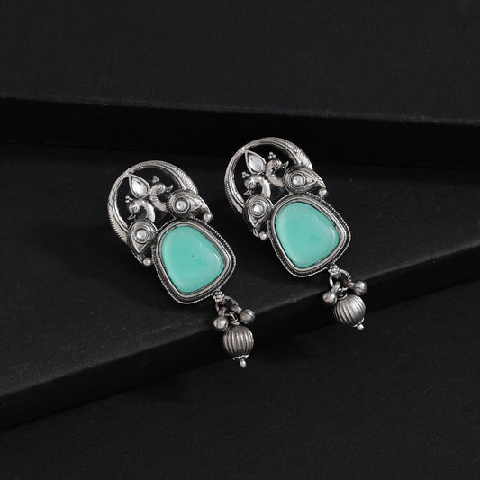 Light Green Color Oxidised Earrings (GSE3081LGRN)