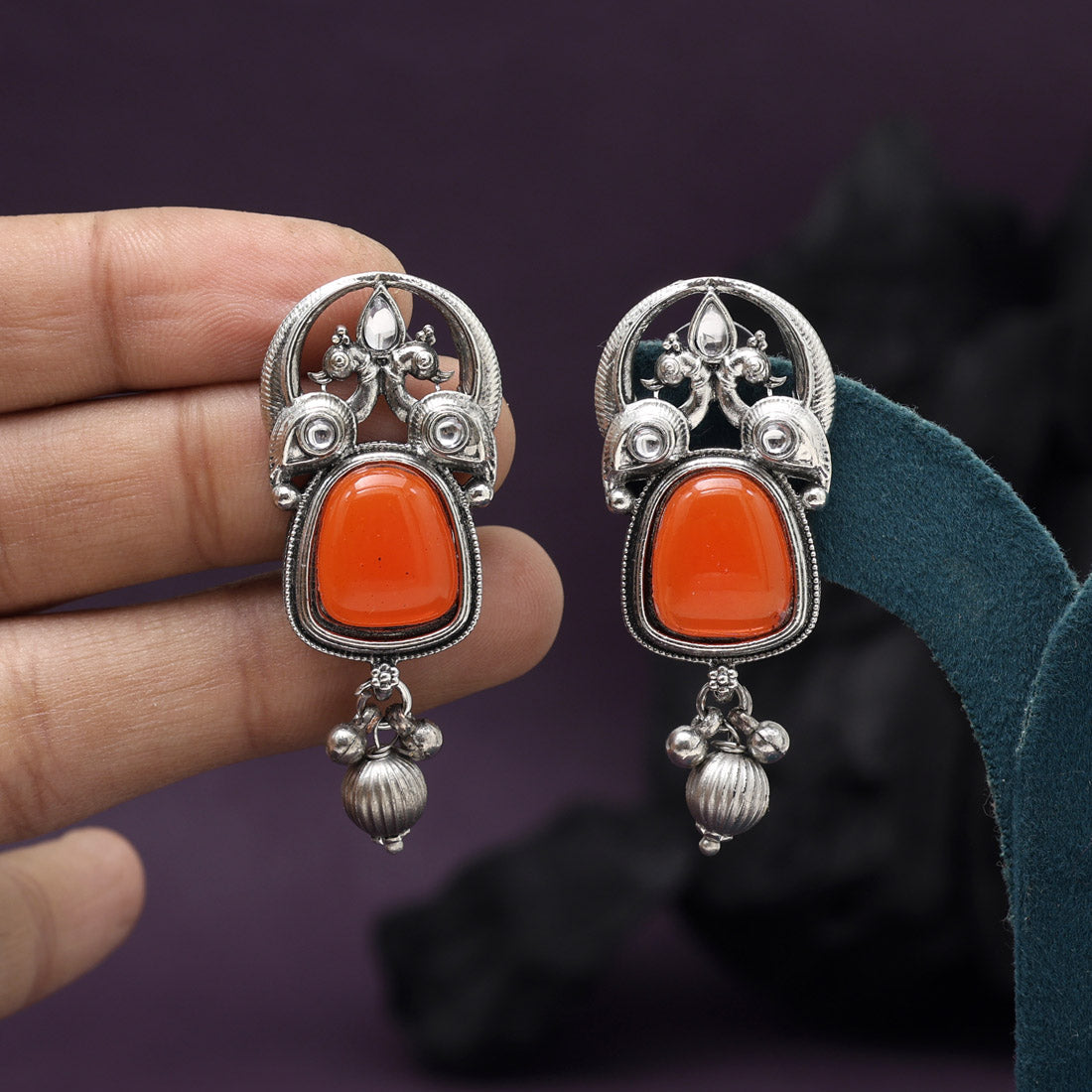 Orange Color Oxidised Earrings (GSE3081ORG)