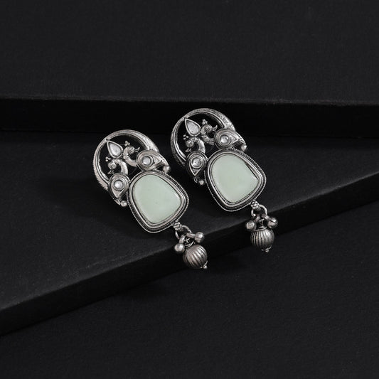 Pista Green Color Oxidised Earrings (GSE3081PGRN)