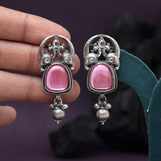 Pink Color Oxidised Earrings (GSE3081PNK)