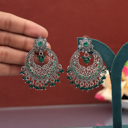Green Color Oxidised Earrings (GSE3084GRN)
