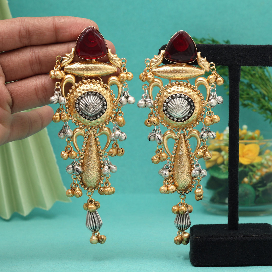 Maroon Color Unique Earrings With Premium Quality Monalisa Stone Earrings of Jaipur (GSE3088MRN)