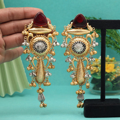 Maroon Color Unique Earrings With Premium Quality Monalisa Stone Earrings of Jaipur (GSE3088MRN)