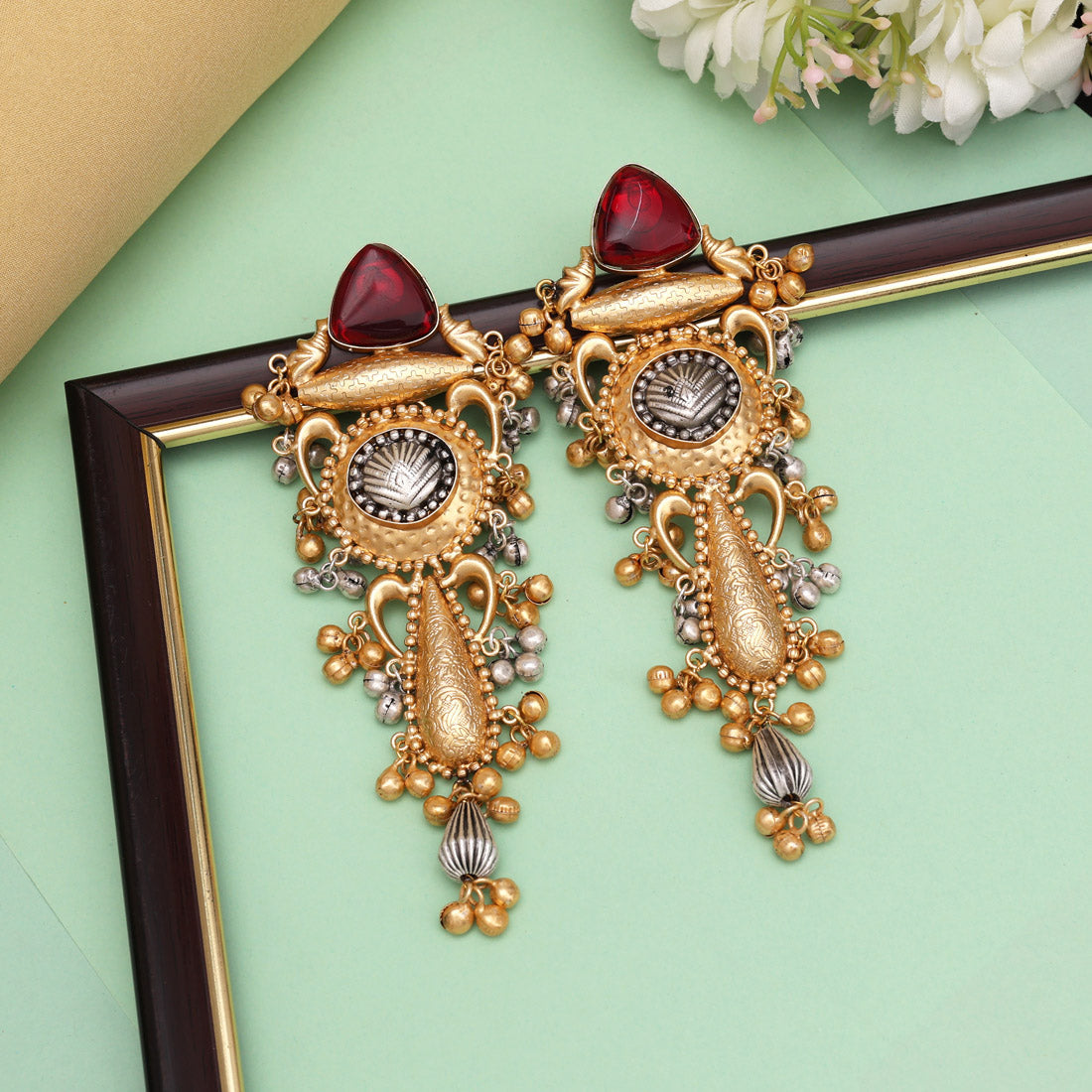 Maroon Color Unique Earrings With Premium Quality Monalisa Stone Earrings of Jaipur (GSE3088MRN)