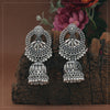 Silver Color Glass Stone Oxidised Earrings