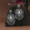 Silver Color Glass Stone Oxidised Earrings