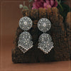 Silver Color Glass Stone Oxidised Earrings