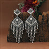 Silver Color Glass Stone Oxidised Earrings