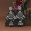 Silver Color Glass Stone Oxidised Earrings