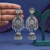 Silver Color Glass Stone Oxidised Earrings