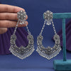 Silver Color Glass Stone Oxidised Earrings