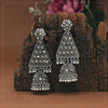 Silver Color Glass Stone Oxidised Earrings