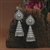 Silver Color Glass Stone Oxidised Earrings