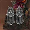 Silver Color Glass Stone Oxidised Earrings