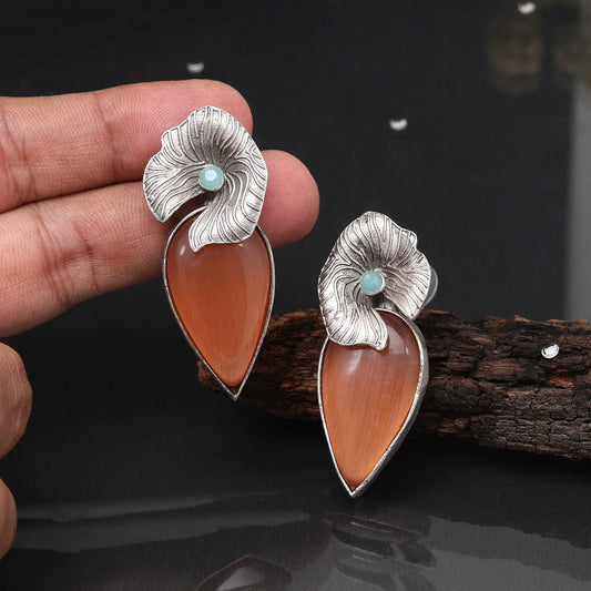 Brown Color Oxidised Earrings With Antique Tribal Ethnic Fashion Style