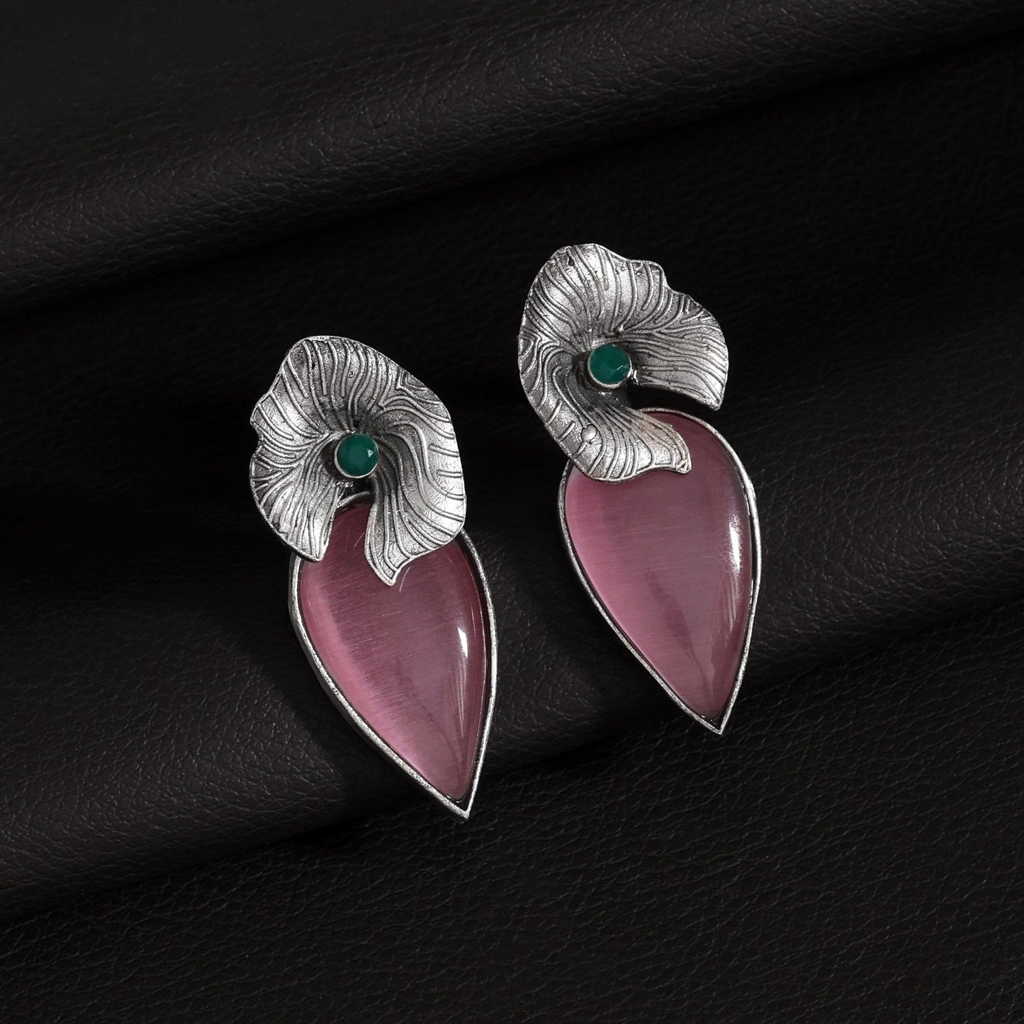 Pink Color Oxidised Earrings In Chic Ethnic Design For Daily Wear