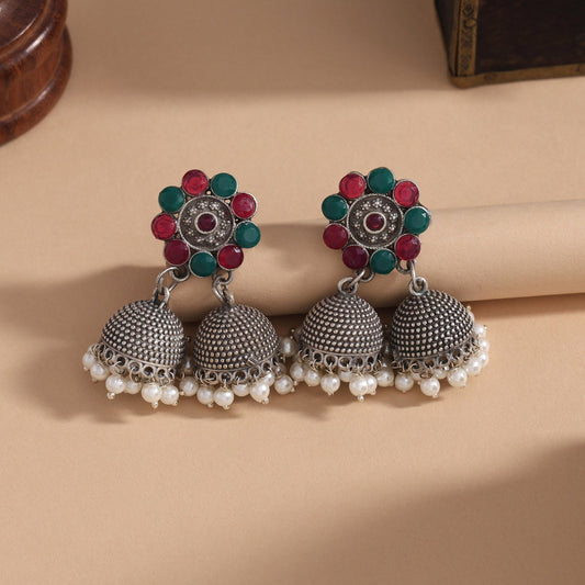 Rani & Green Color Oxidised Earrings