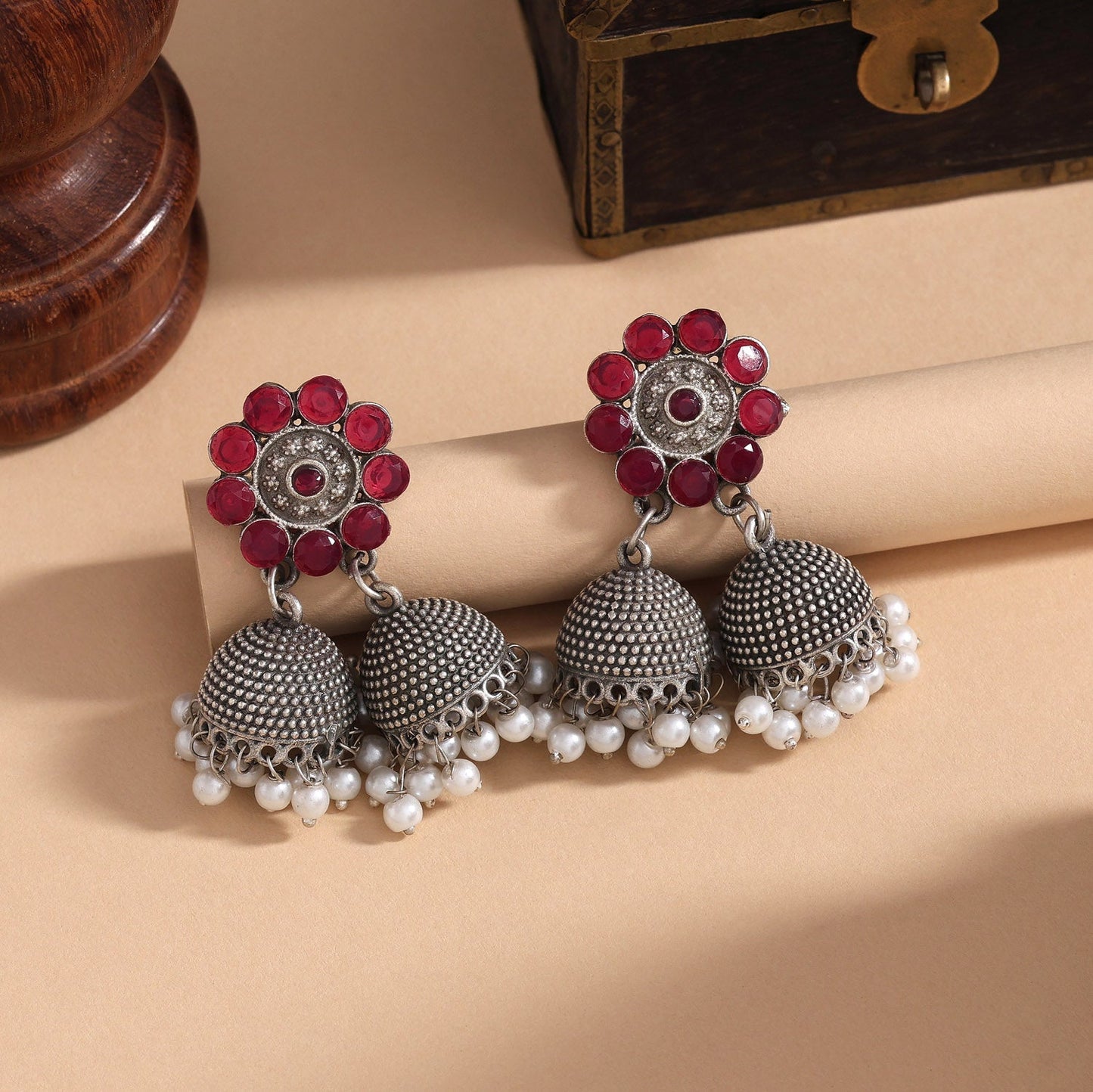 Rani Color Oxidised Earrings In Bright Ethnic Style For Celebrations