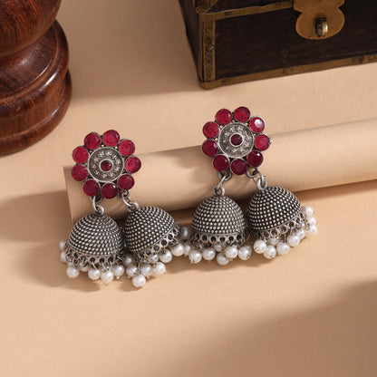 Rani Color Oxidised Earrings In Bright Ethnic Style For Celebrations