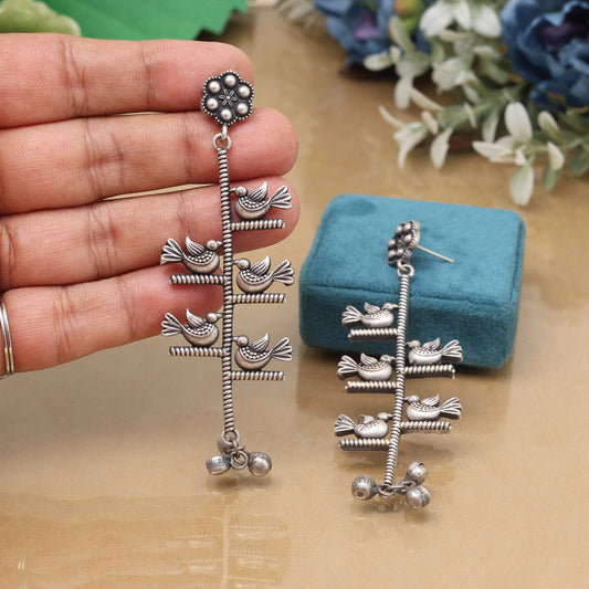 Silver Color Oxidised Studded Traditional Look Handmade Fashion Earrings