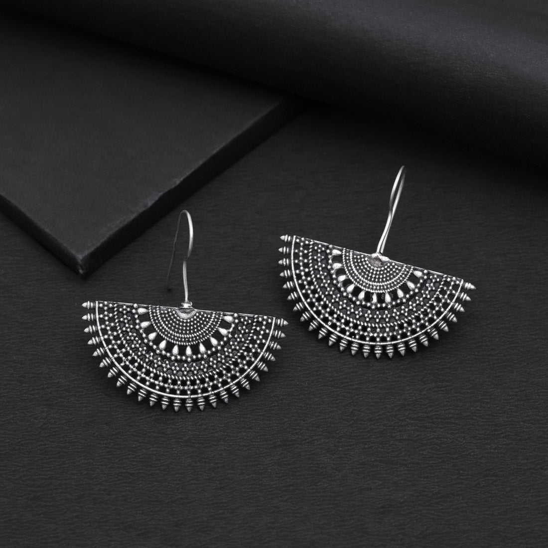 Artistic Silver Color Oxidised Lightweight Hanging Dangle Fashion Earrings