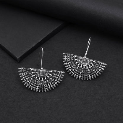 Artistic Silver Color Oxidised Lightweight Hanging Dangle Fashion Earrings