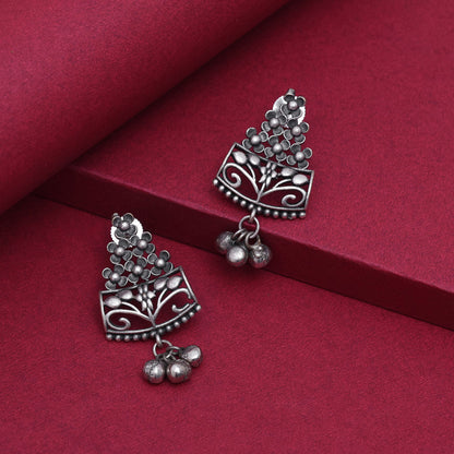 Eye-Catching Silver Color Oxidised Traditional Wear Festival Fashion Earrings
