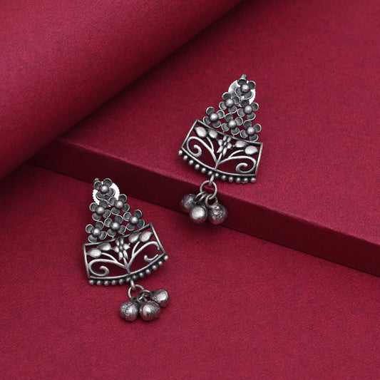 Eye-Catching Silver Color Oxidised Traditional Wear Festival Fashion Earrings