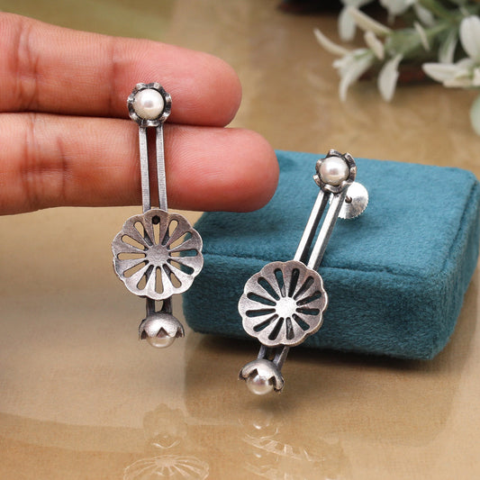 Lightweight Silver Color Oxidised Party Wear Traditional Fashion Earrings