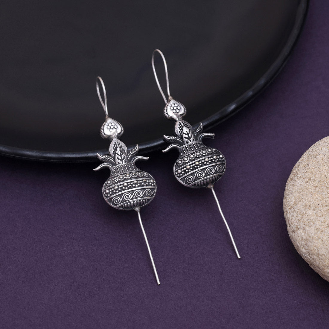 Oxidised Silver Color Kaanphool Design Ear Cuff Party Fashion Earrings