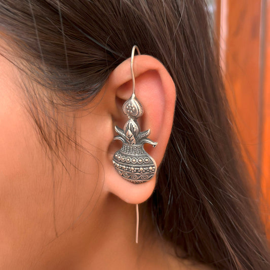 Oxidised Silver Color Kaanphool Design Ear Cuff Party Fashion Earrings