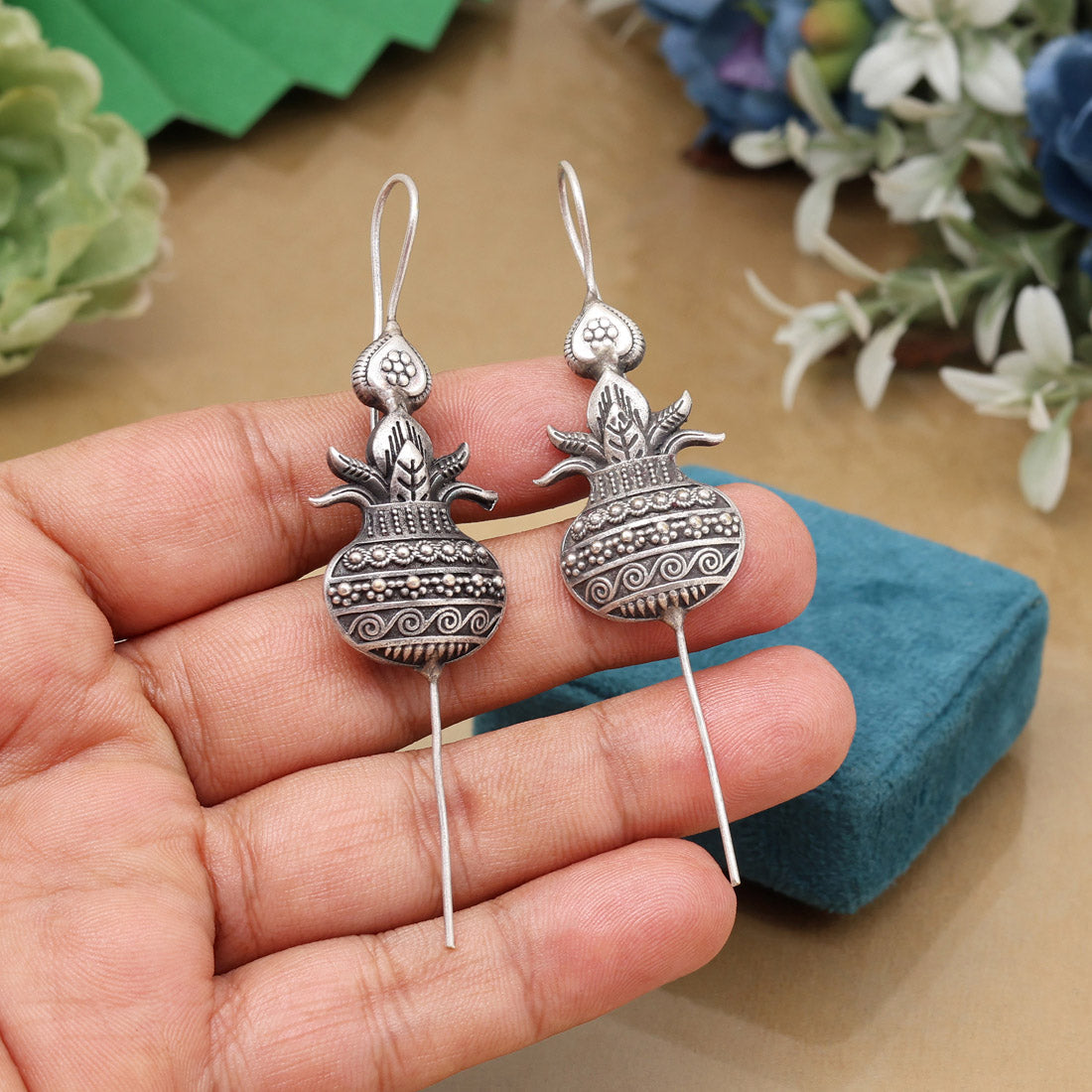 Oxidised Silver Color Kaanphool Design Ear Cuff Party Fashion Earrings