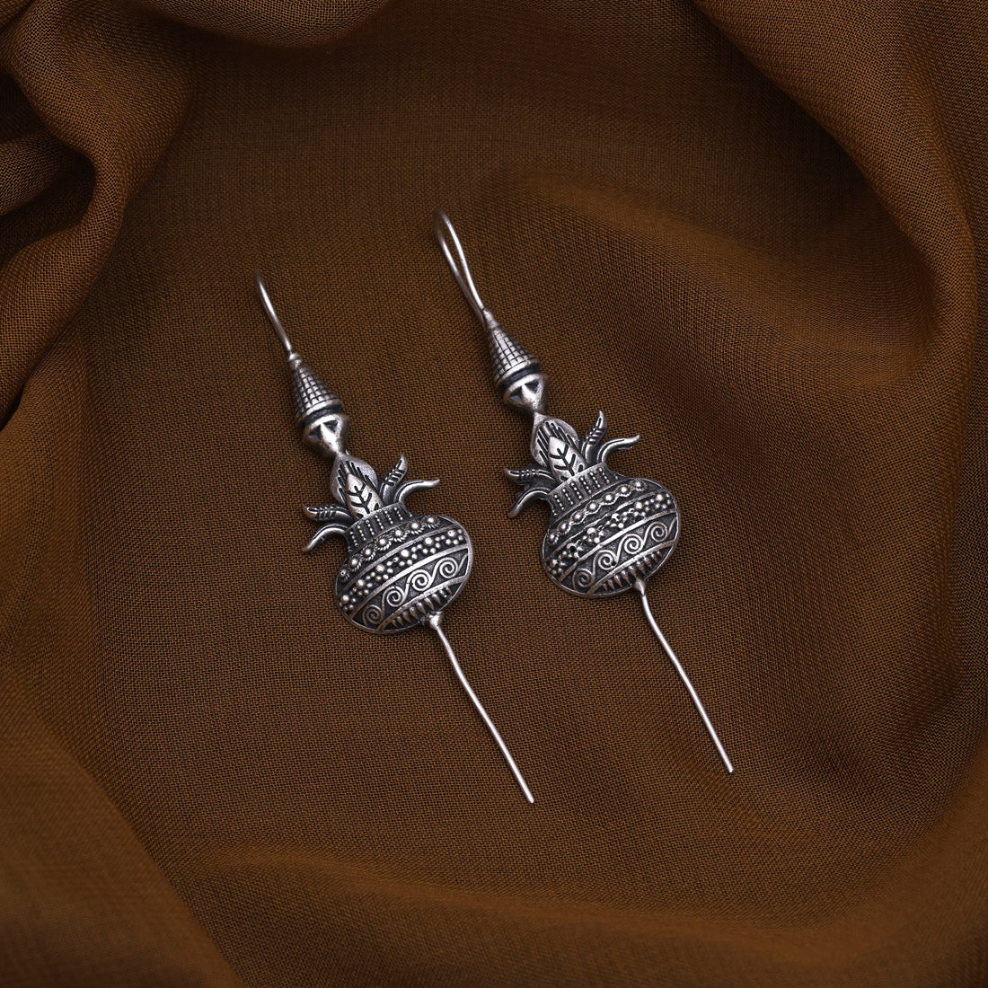Ethnic Art Style Silver Color Oxidised Designer Ear Cuff Fashion Earrings