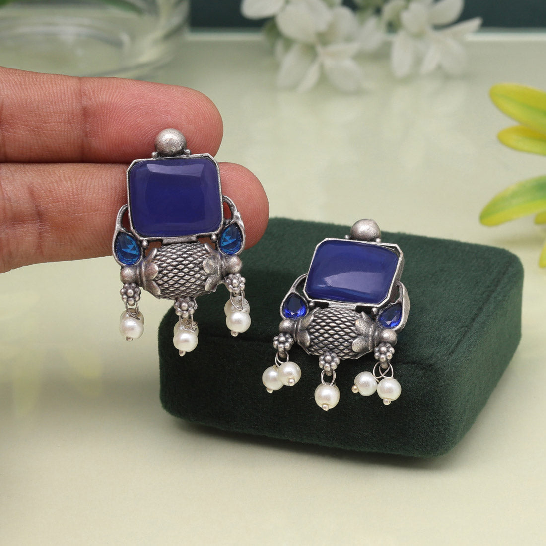 Eye-Catching Blue Color Oxidised Earrings To Elevate Your Outfit