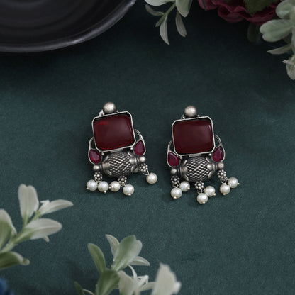 Maroon Color Oxidised Earrings With Bold And Unique Ethnic Vibe