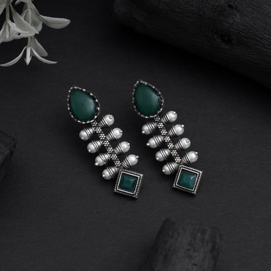 Gorgeous Green Color Oxidised Earrings For A Bold Statement Style