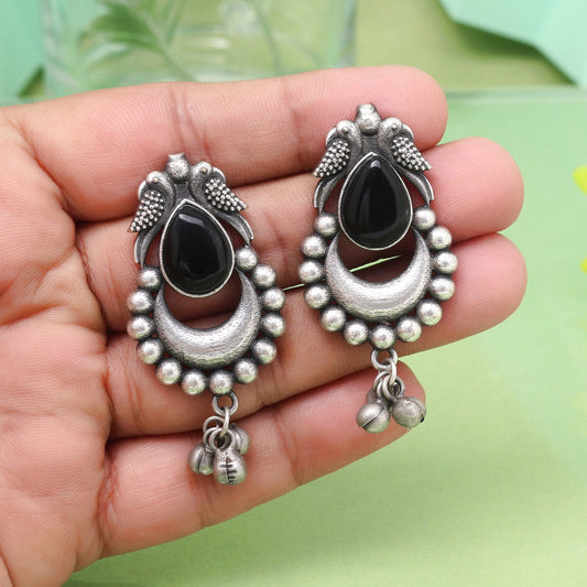 Designer Black Color Oxidised Earrings With Contemporary Look Style