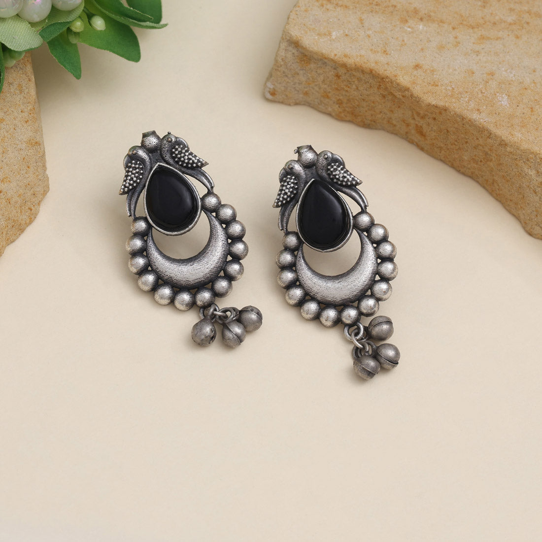 Designer Black Color Oxidised Earrings With Contemporary Look Style