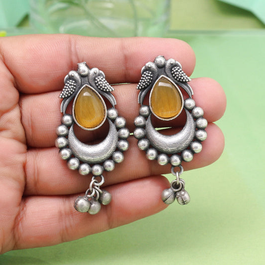 Mustard Yellow Color Oxidised Earrings With Boho And Trendy Appeal