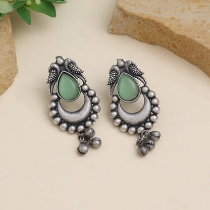Elegant Pista Green Color Oxidised Earrings For Sarees And Suits