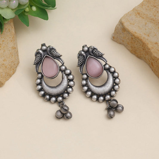 Pink Color Oxidised Earrings For Women Who Love Subtle Fashion