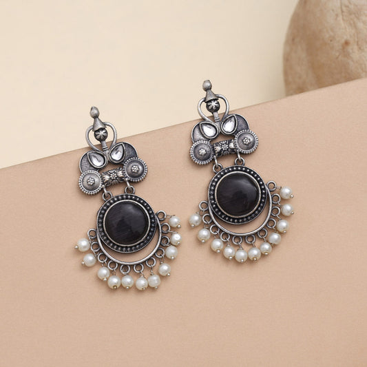 Sophisticated Grey Color Oxidised Earrings For Subtle Fashion Lovers