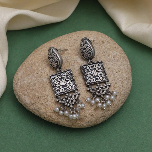 Elegant Silver Color Oxidised Earrings For Ethnic And Festive Looks