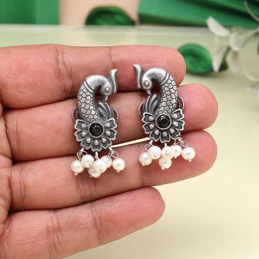 Classy Black Color Oxidised Earrings For Traditional And Party Look