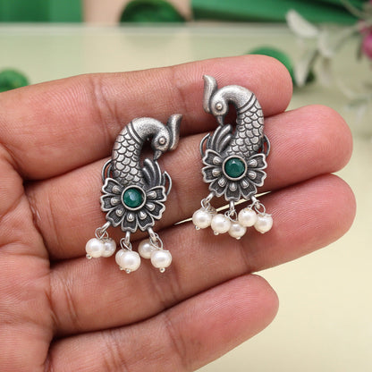 Stylish Green Color Oxidised Earrings For Festivals And Events