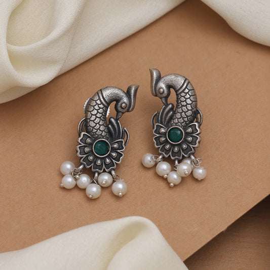 Stylish Green Color Oxidised Earrings For Festivals And Events