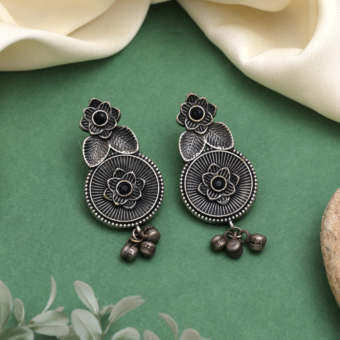 Heavy Black Color Oxidised Earrings For Evening And Cultural Wear
