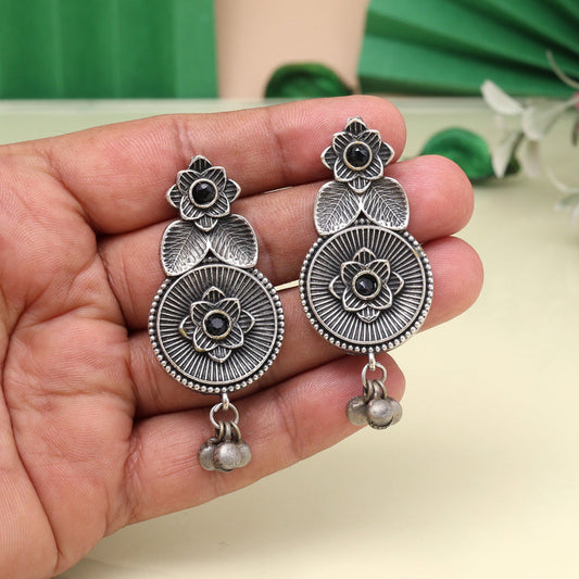 Heavy Black Color Oxidised Earrings For Evening And Cultural Wear